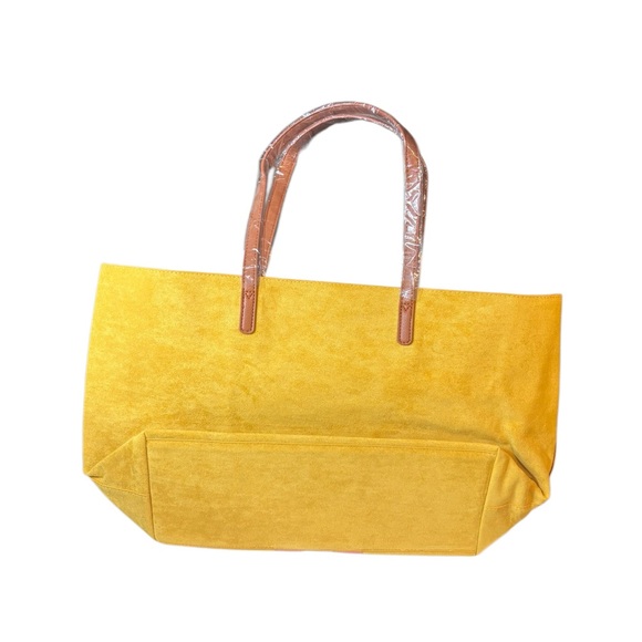 Neiman Marcus Velvet Tote In Mustard | NWOT - Picture 3 of 5